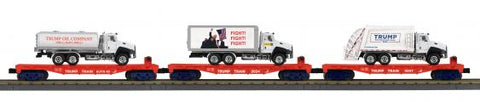 30-70150 - Donald J. Trump 3-Car Flat Car w/ Truck Load Set