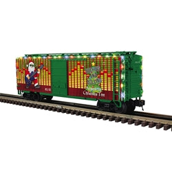 3001779 - O PREMIER 40' PS-1 BOX CAR WITH 6' DOOR CHRISTMAS (LIGHTED) 1224 (MULTI-COLORED) - 3RL