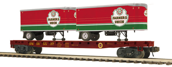 20-95714 - Duluth, Missabe & Iron Range O Scale Premier Flat Car w/(2) PUP Trailers