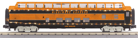 30-68285 - O Gauge RailKing Halloween 60’ Streamlined Full-Length Vista Dome Car w/LED Lights