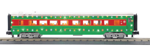 30-68288 - O Gauge RailKing Christmas 60’ Streamlined Coach Car w/LED Lights