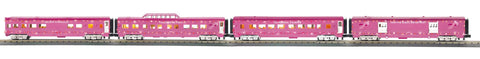 30-68294 - O Gauge RailKing Cancer Awareness 4-Car 60’ Streamlined Passenger Set w/LED Lights