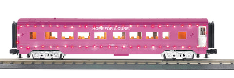 30-68296 - O Gauge RailKing Cancer Awareness 60’ Streamlined Coach Car w/LED Lights