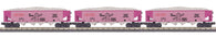 30-70142 - Cancer Awareness O Gauge RailKing 3-Car 4-Bay Hopper Car Set
