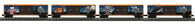 30-70149 - O Gauge RailKing Halloween 4-Car 50’ Double Door Plugged Boxcar Set With LED Lights Set