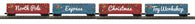 30-70152 - O Gauge RailKing North Pole 4-Car 50’ Double Door Plugged Boxcar Set With LED Lights Set