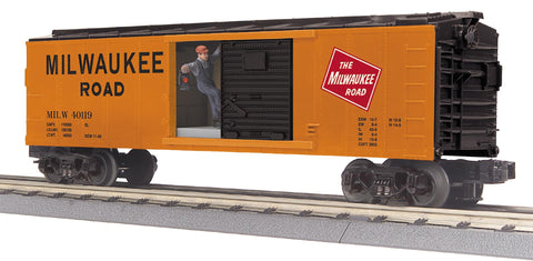 30-71241 - O Gauge RailKing Milwaukee Road Operating Box Car w/Signal Man