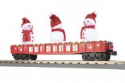30-72228 - Christmas Gondola Car w/LED Christmas Lights & Lighted Snowmen (RED)