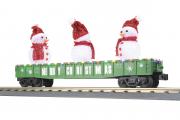 30-72248 - Christmas 2024 Green Gondola Car w/LED Christmas Lights & Lighted Snowmen