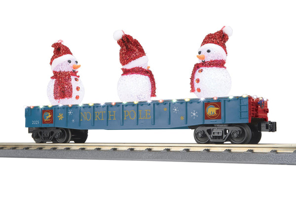 30-72264 - O Gauge RailKing North Pole Gondola Car w/LED Christmas Lights & Lighted Snowmen