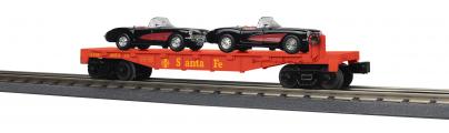 30-76876 - Santa Fe Flat Car w/(2) ‘57 Chevy Corvettes (Black)