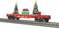 30-76922 - Christmas 2024 Red Flat Car w/Lighted Christmas Trees