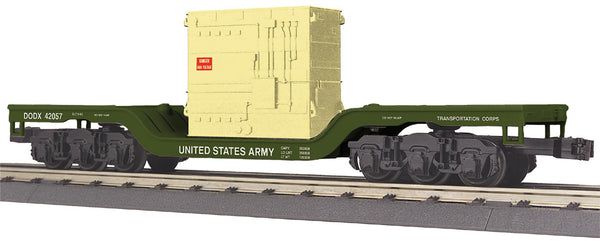 30-76932 - U.S. Army O Gauge RailKing Dep. Center Flat Car w/Transformer Load