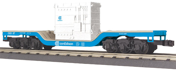 30-76936 - ConEdison O Gauge RailKing Dep. Center Flat Car w/Transformer Load