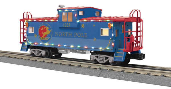 30-77413 - O Gauge Rugged Rails North Pole Extended Vision Caboose with LED Lights
