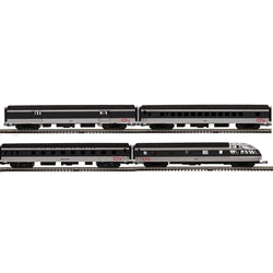 3001949 - O PREMIER 70' STREAMLINE PASSENGER CANADIAN NATIONAL 4 CAR SET [BAGGAGE #9109, SLEEPER-BUCKLEY BAY, COACH #5407, SKYTOP OBSERVATION-FUNDY] (BLACK/WHITE/RED) - 3RL