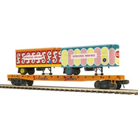 3002598 - PREMIER FLAT CAR W/TWO 20' TRAILERS STRATES SHOWS #26