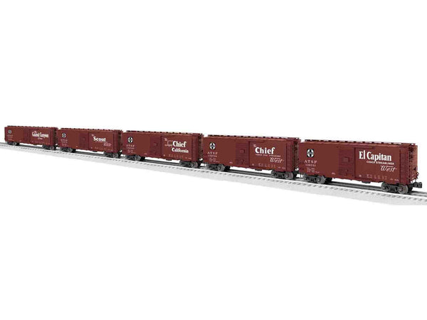 6-81605 - AT&SF Map & Slogan Scale PS-1 Boxcar 5-Pack
