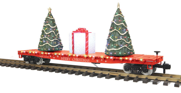 70-76073 - G Gauge RailKing One Gauge Christmas Flat Car w/Lighted Christmas Trees