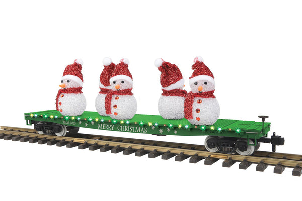 70-76077 - G Gauge RailKing One Gauge Christmas Flat Car w/Lighted Snowmen