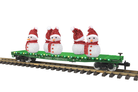 70-76077 - G Gauge RailKing One Gauge Christmas Flat Car w/Lighted Snowmen