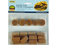 95583 - HAY BALES, O-scale, 5 Round/16 Rectangular 21/Pk