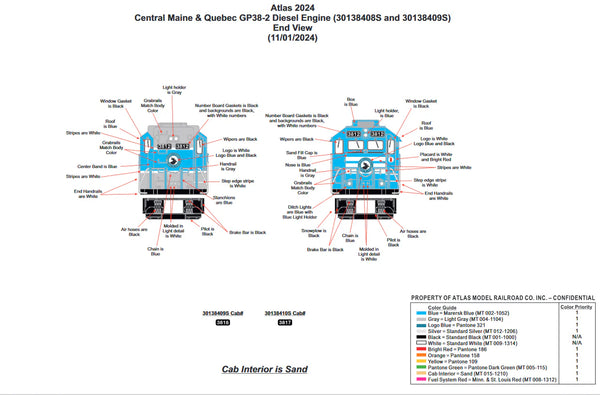 30138410S - Central Maine & Quebec GP38-3 Cab # 3817 ( 3-Rail )