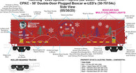 30-70154 - CANADIAN PACIFIC 4-CAR 50 DOUBLE DOOR PLUGGED BOXCAR SET W/LED LIGHTS