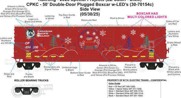 30-70154 - CANADIAN PACIFIC 4-CAR 50 DOUBLE DOOR PLUGGED BOXCAR SET W/LED LIGHTS