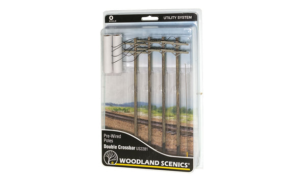 us2281 - Pre-Wired Poles - Double Crossbar - O Scale