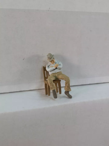 A1264 - Sleeping Man Leaning on Chair